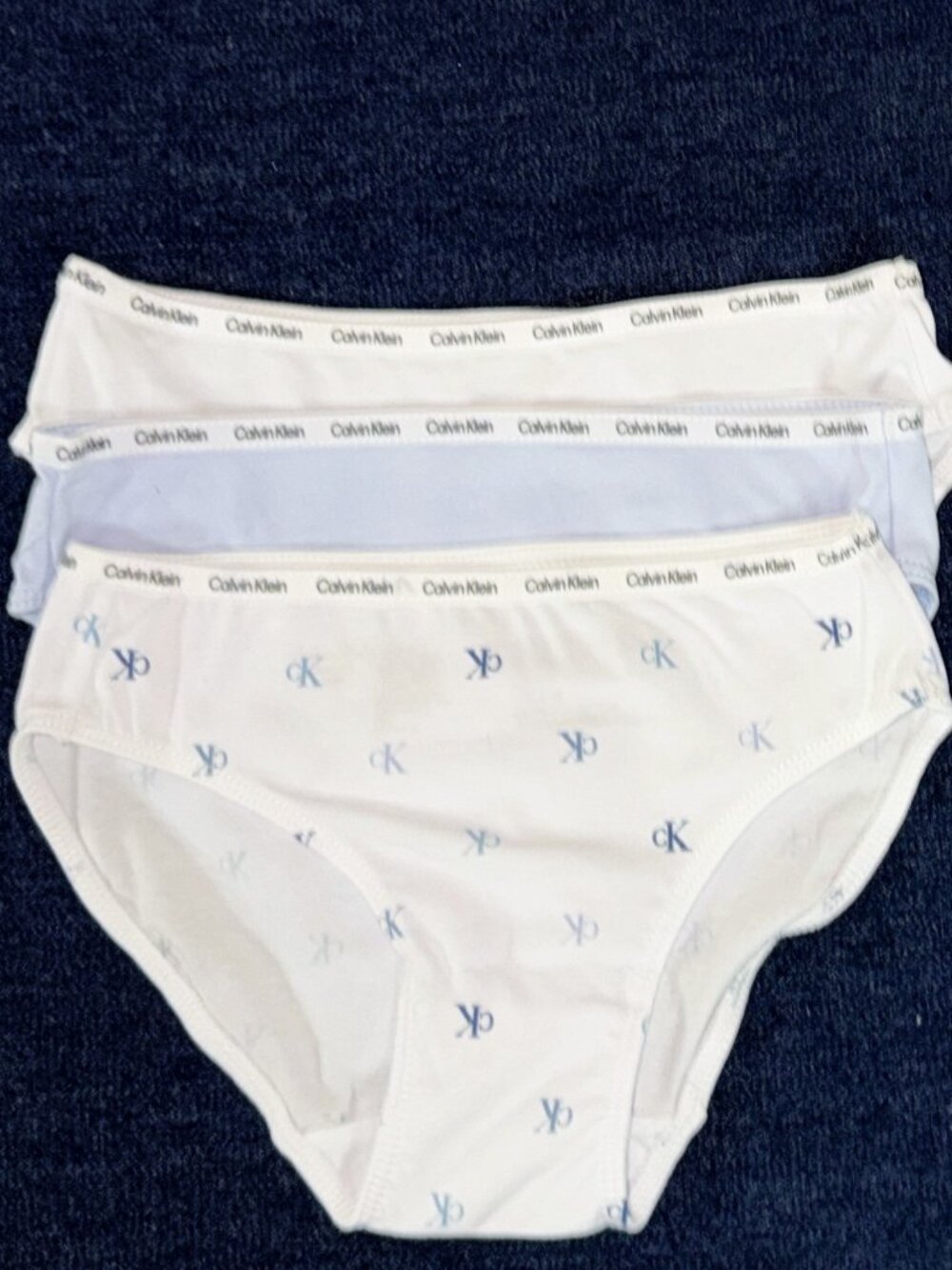 Calvin Klein Girls Underwear 5-Pack Size S (7/8) Blue White Gray Bikini Panties - Picture 4 of 5